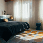 luxury hotel bedroom carpet with geometric design